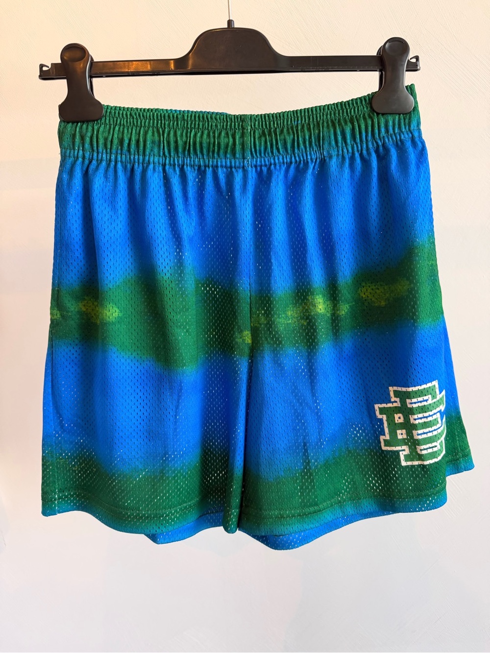 ERIC EMANUEL EE MESH SHORTS BLUE/GREEN STRIPE SIZE M